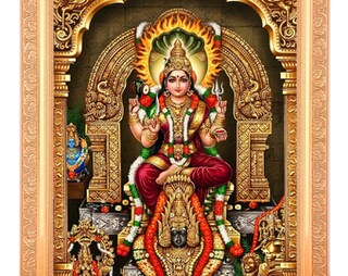 Quadro Stampa Perumal Venkateswara Balaji Con Astalakshmi - Effetto Scintillante, Cornice Dorata 27,9x33 Cm