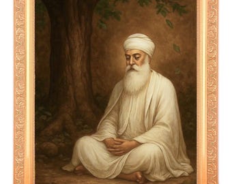 Meditating Guru Nanak Dev Ji Golden Framed Print (11 X 14 Inch) - Etsy