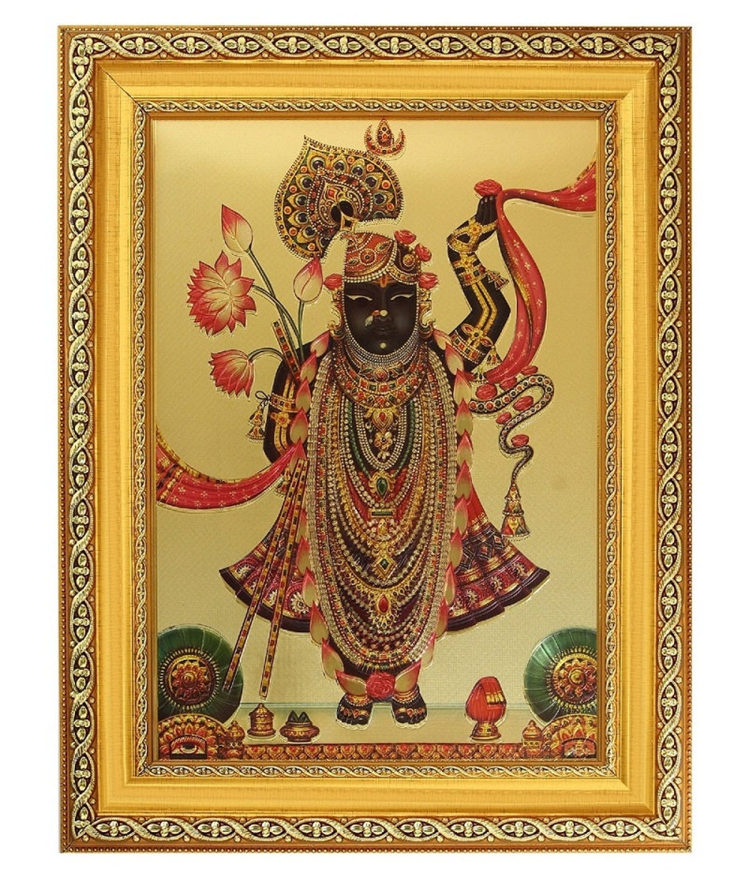 Shreenathji Beautiful Golden Foil Photo in Golden Frame 11.50 X 13.50 Inches Etsy