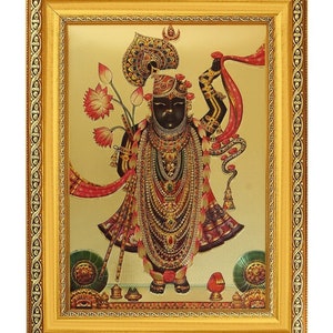 Shreenathji Beautiful Golden Foil Photo In Golden Frame (11.50 x 13.50 Inches)
