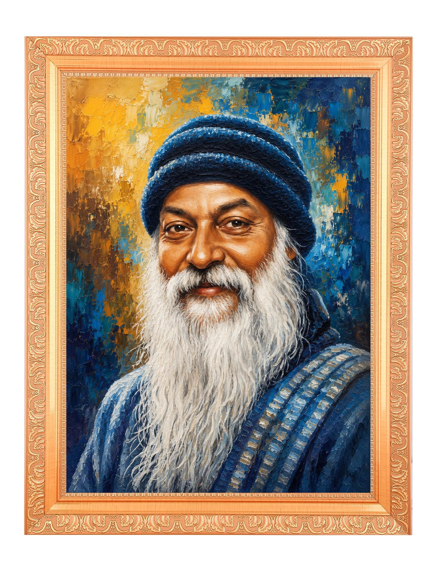 Osho Portrait Print | Golden Artwork Frame (11 X 14 Inch) 4