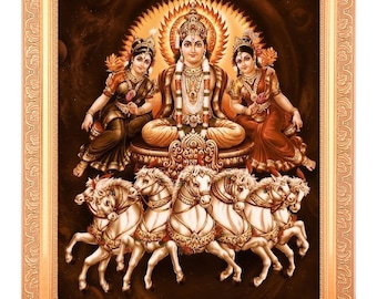 Sun God Suryanarayana Swamy Digital Print Photo in Artwork Frame