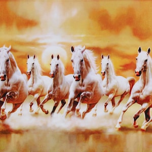 Vintage Schöne laufende 7 Pferde Sparkle Print Aufkleber Poster groß ohne Rahmen (30 x 60 Inches)