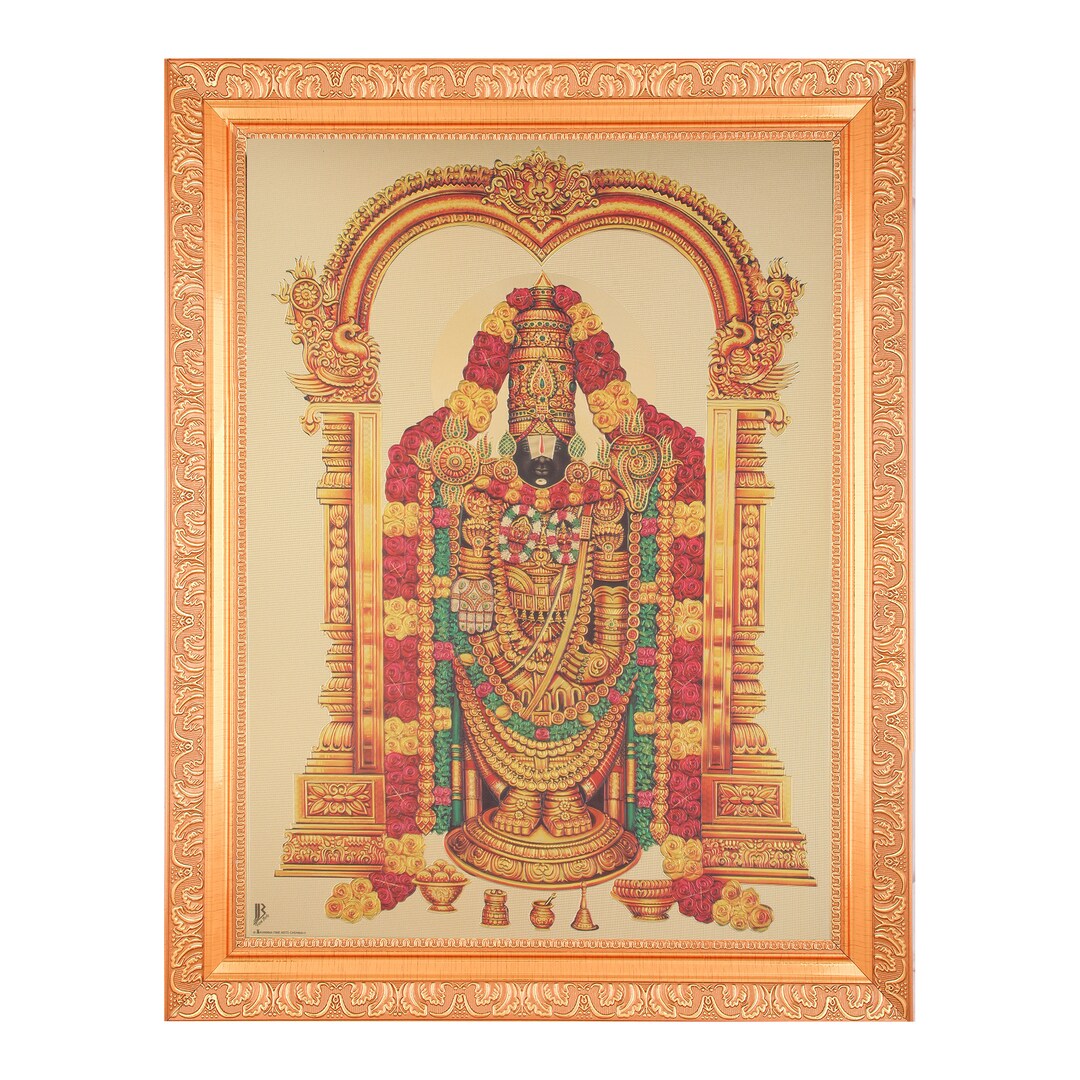 Tirupati Balaji Golden Foil Art, Framed Hindu God Photo (11 X 14 Inch ...