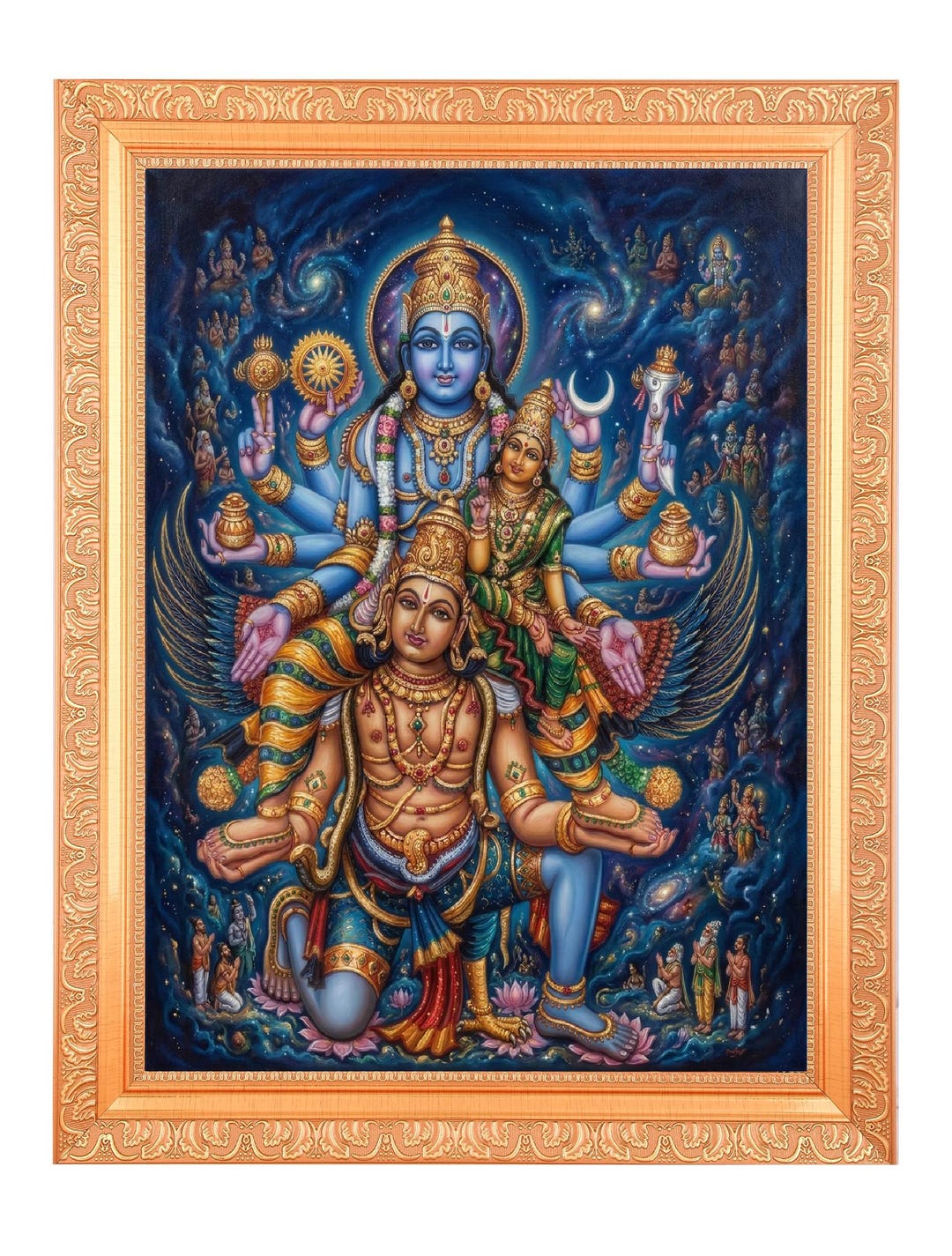 Vishnu Lakshmi Garuda Golden Foil Print in Golden Frame (11 X 14 Inch ...