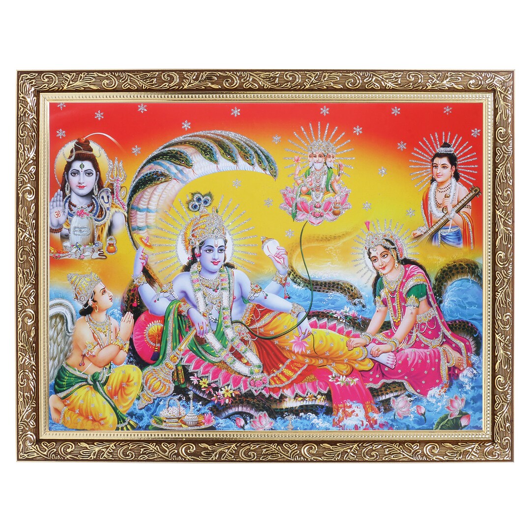 Vishnu Lakshmi Photo Print in Copper Gold Frame (14 X 18 Inches) - Etsy