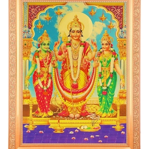 Murugan Valli Devsena (Vintage Collection) Beautiful Digital Print Photo In Golden Frame (11.50 x 13.50 Inches) In 2 Frame Designs