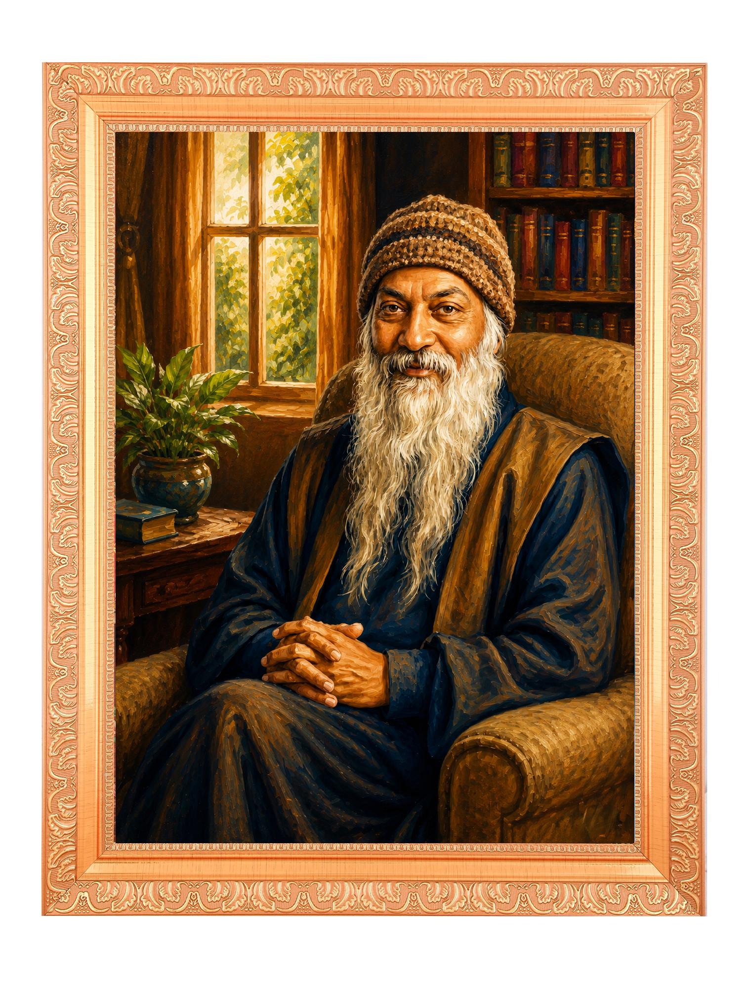 Osho Portrait Print | Golden Artwork Frame (11 X 14 Inch) 4