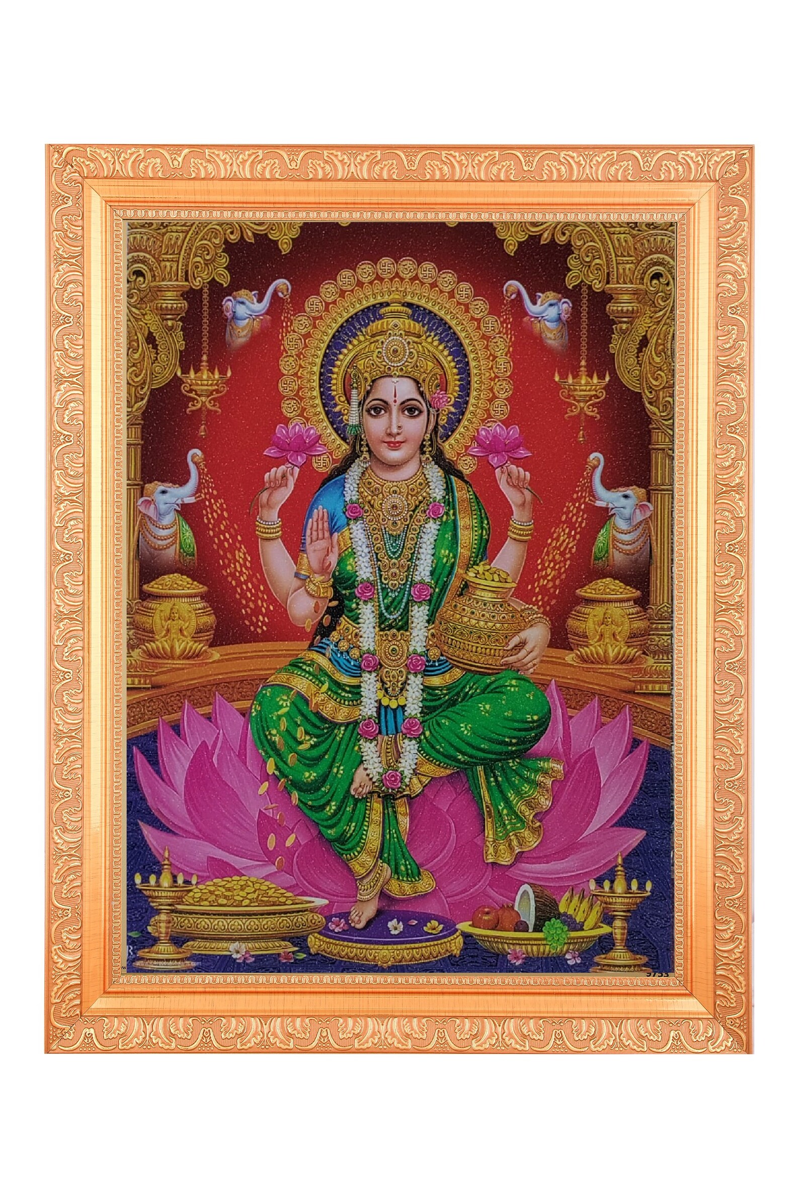 Maa Lakshmi Sparkle/digital Print in Golden Artwork Frame (11 X 14 Inch ...