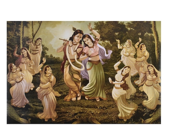 RadhaKrishna Raas leela painting ...Original Krishna painting .