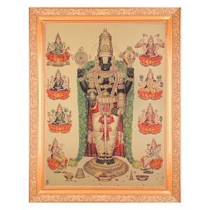 Venkateswara Swamy (Lord Perumal) With Astalakshmi Photo Frame, Hindu God Frames For New Home (11 x 14 Inch) Religious Gifting