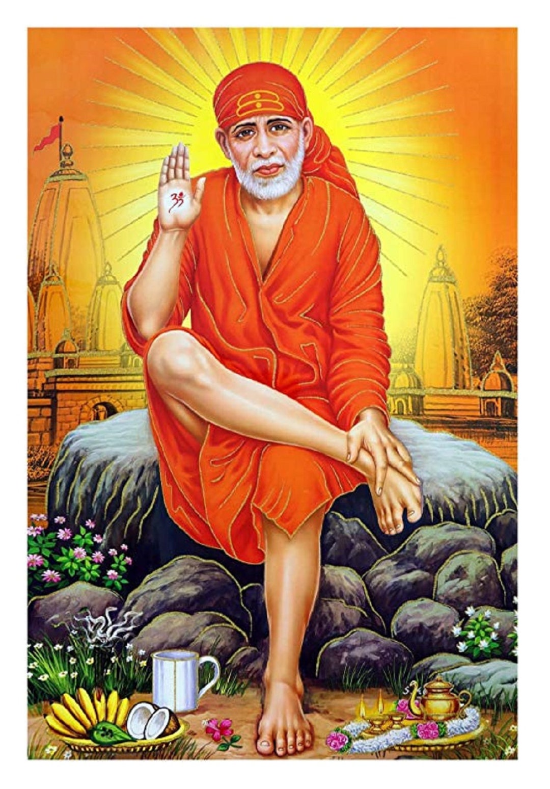 BEST SELLER Shirdi Sai Baba Golden Zari Art Work Poster Without Frame 24 X  36 Inches - Etsy Canada