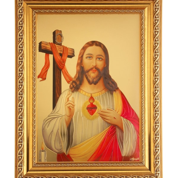 Jesus Golden Foil Photo In Golden Frame (11.50 x 13.50 Inches)