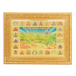24 fotos Jain Tirthankara en lámina dorada en marco dorado grande (28 x 35 cm), disponible en 2 diseños.