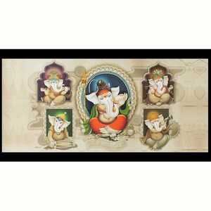 Beautiful 5 Musical Ganesha Sparkle Print Wall Sticker Poster Without Frame (20 X 40 Inches)