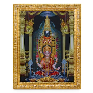 Perumal, Venkateswara, Balaji mit Lakshmi-Fotorahmen, schöne Wanddekoration, religiöses Geschenk (11 x 14 Zoll)