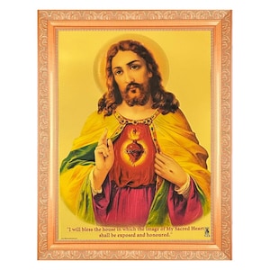 Jesus Christ Cross Print in Golden Frame – Religious Home Decor - Etsy