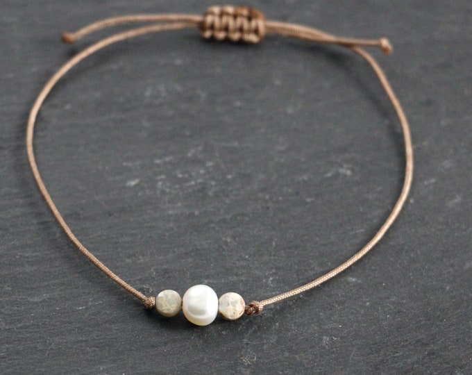 Natural Stone Bracelet Pearl Pastel Turquoise