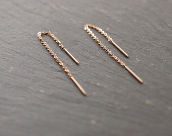 Stainless Steel Threader Earrings Rose Gold