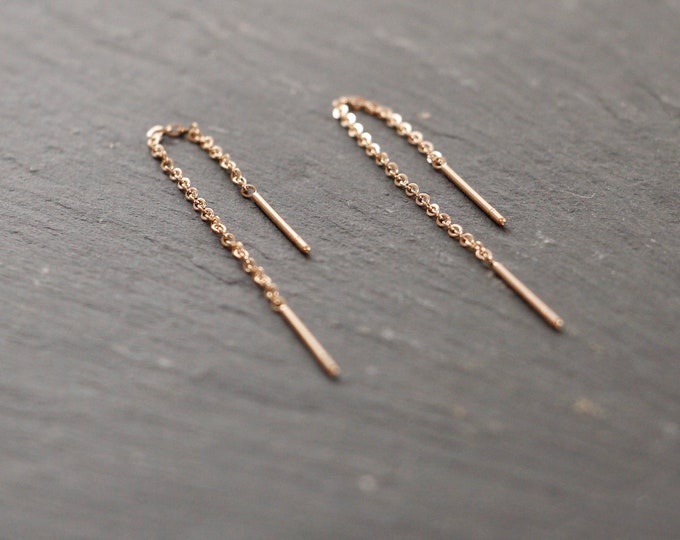 Stainless Steel Threader Earrings Rose Gold
