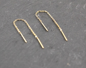 Stainless Steel Threader Earrings Gold