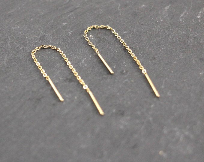 Stainless Steel Threader Earrings Gold