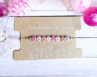 Name bracelet COLORFUL for children and adults with golden details