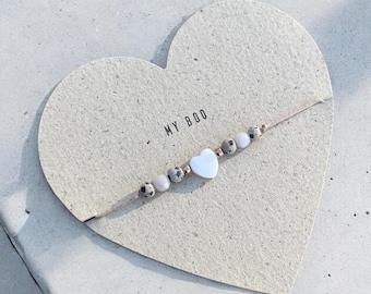 Heart bracelet made of natural stone “Leo” for Valentine's Day, anniversary, girlfriend
