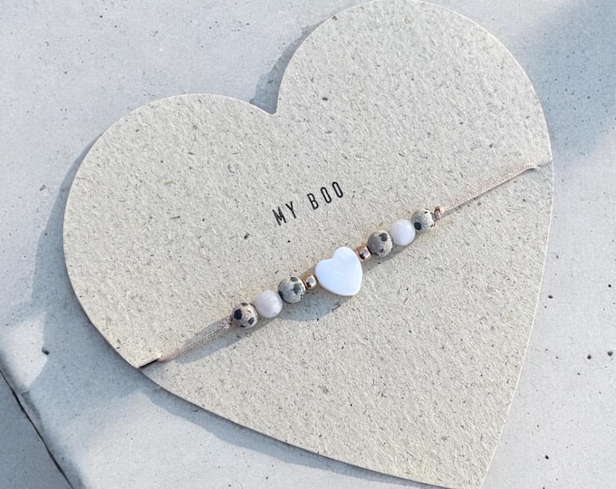 Heart bracelet made of natural stone “Leo” for Valentine's Day, anniversary, girlfriend