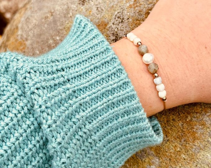 Gemstone bracelet moonstone labradorite bracelet "Emmi" 925 silver
