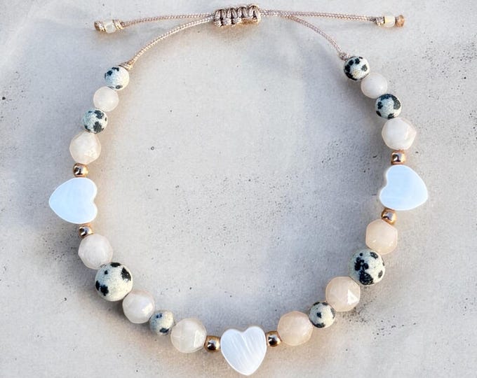Heart bracelet made of natural stone “Leo” for Valentine's Day, anniversary, girlfriend