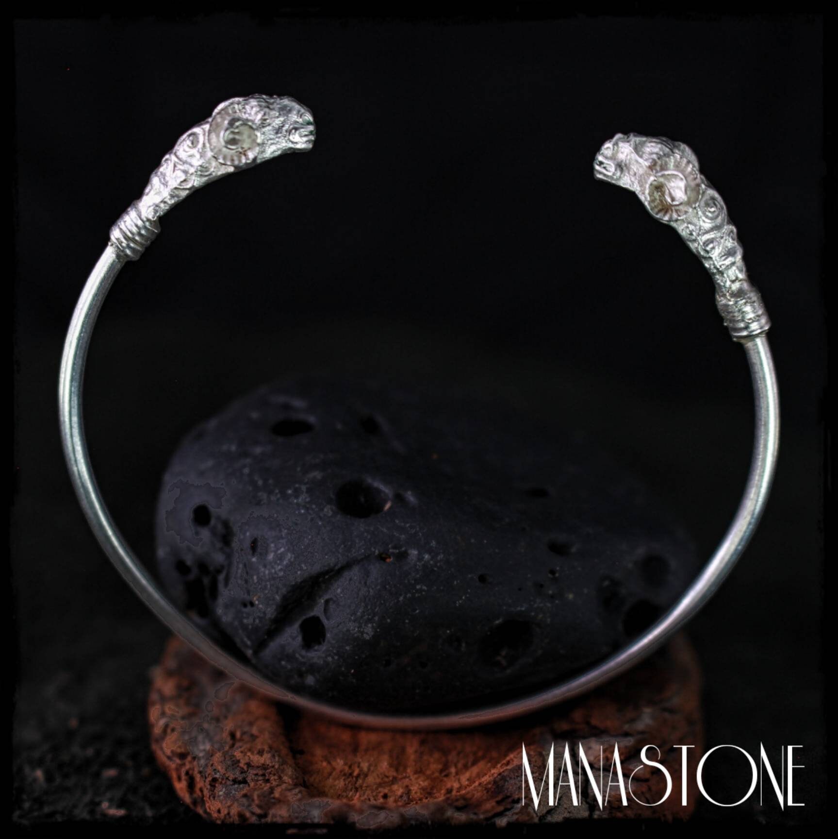 Bracelet En Argent Souple - Motif Tête De Bélier - Bijou Occasion