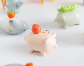 Miniature Apple and Snail Bear : Cute polymer clay creation