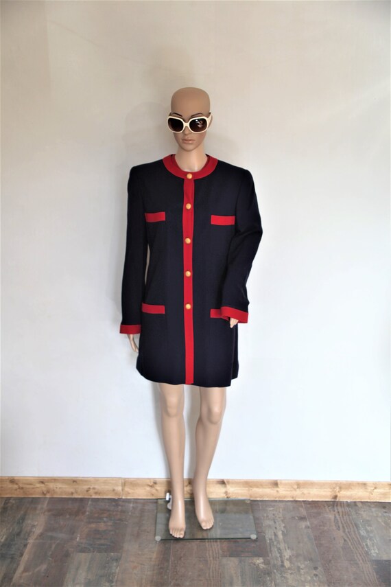 Vintage Louis Feraud Set Short Dress and Long Style Jacket 60 