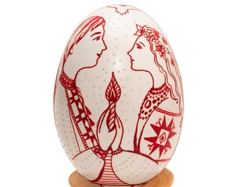 Ukrainian Pysanka Egg, Wax Batik, Wedding Gift, Couple Art