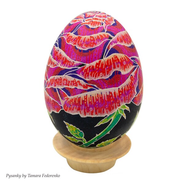Real Pysanka Egg, Ukrainian Easter goose egg, Floral design, Unique Gift idea, Batik style, Valenine's gift, Present for mother