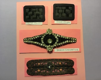 Antique 19th. Century Textile Decorations and shoe clips ..not copies !