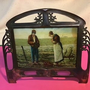 Art Nouveau copper easel frame with French famous art .