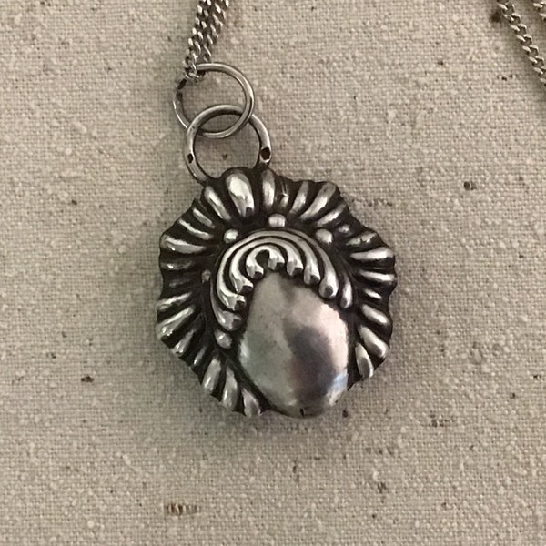 Antique French all Silver pendant and chain ..not a copy !