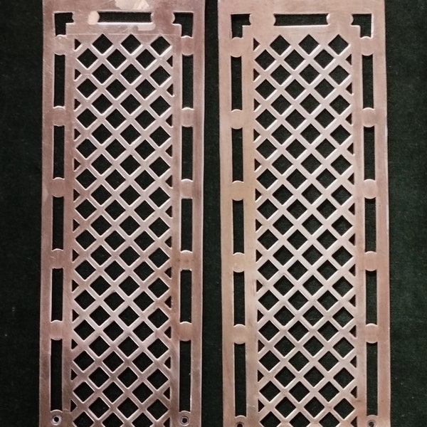 Door Finger Plates Pair Antique Pierced Brass French Decorative Door Plates