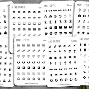 Mini Icons Stickers | Stickers, dots, school, work, vacation, finance, household, hobby, health, fitness, planner, Filofax, journal
