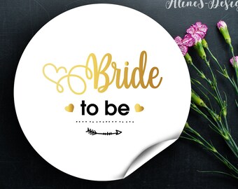 Heißfoliensticker 'Bride to be' Sticker, Geschenke verpacken, Gold, Folie, Deko, edel, Verschenken, glänzend, 40mm, verschönern