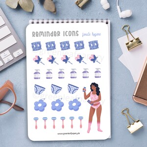 Iconos de recordatorio - Higiene femenina | Pegatinas, Mujer, Mujer, Decoración, Afeitado, Planificador, Calendario, Pegatinas, Álbum De Recortes, Filofax, Bullet Journal