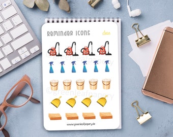 Reminder Icons - Clean | Sticker, Säubern, Reinigung, Zuhause, Kalender, Planner, Aufkleber, Scrapbook, Planer, Filofax, Bullet Journal