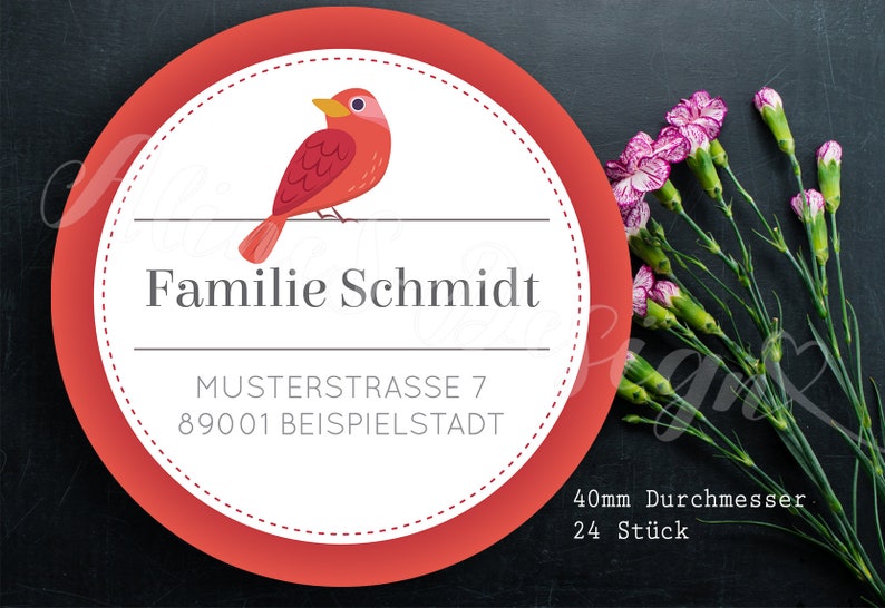 bird red home address 24 personalized address sticker flowers home
