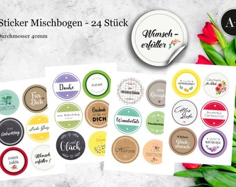 Sticker mixing sheet, All the best, Congratulations 24 pcs, Gifts, Good luck, Wish fulfill, Give, Decoration, Paper, Crafts