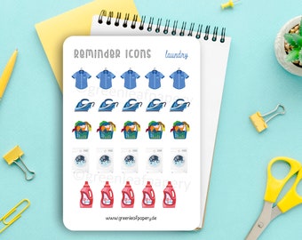 Reminder Icons - Laundry | Sticker, Waschen, Hausarbeit, Wäsche, Planer, Kalender, Planner, Aufkleber, Scrapbook, Filofax, Bullet Journal