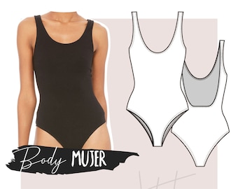 PDF-Schnittmuster – Body / Bikini / Badeanzug / Einteiler-Badeanzug Damen in allen Größen XS // S // M // L // XL