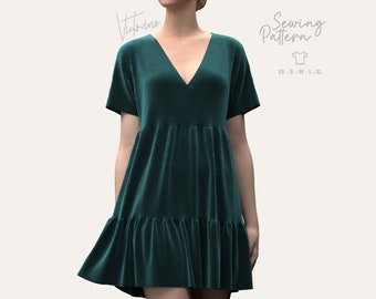 PDF sewing pattern - Summer dress / V Neck dress / V neck summer dress