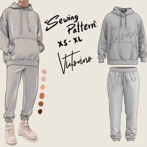 Unisex Set Oversize Hoodie and joggers PDF Sewing Pattern Sizes XS / S / M / L / XL